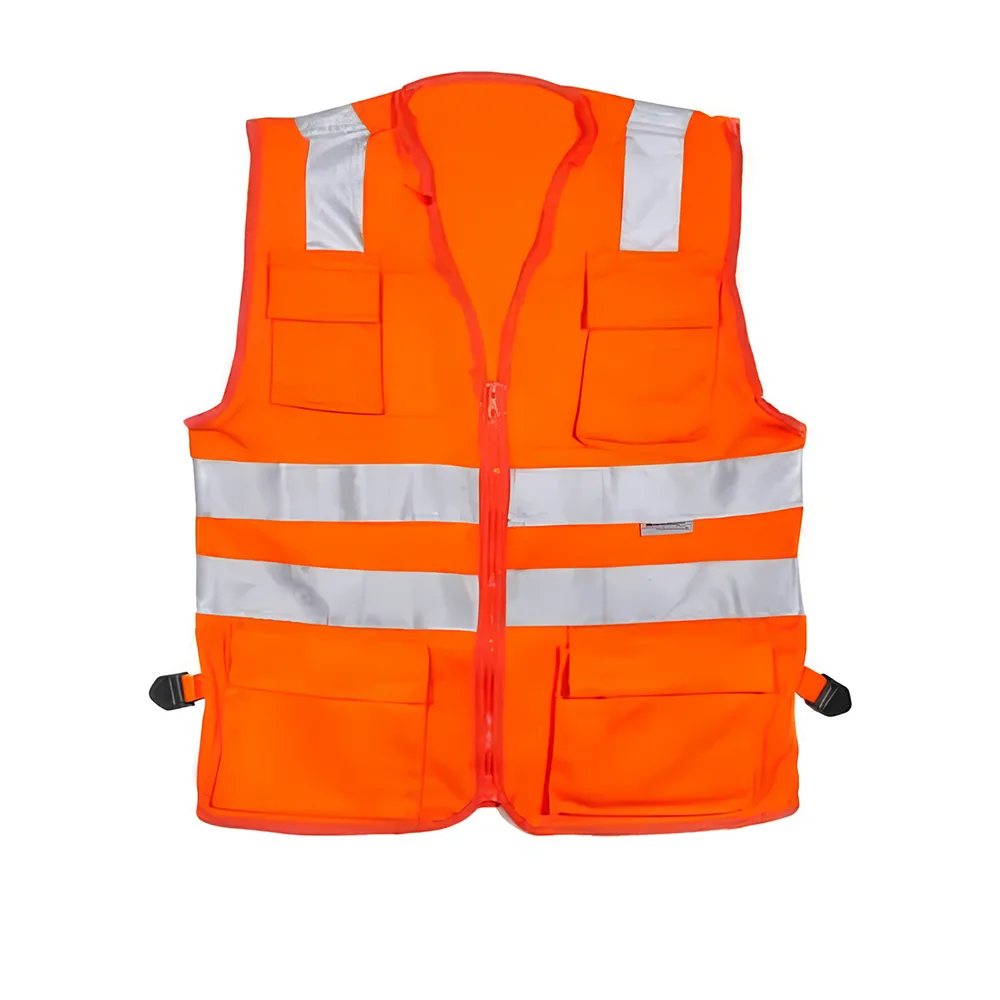 Chaleco de Drill Naranja con Cinta Reflectiva Nacional