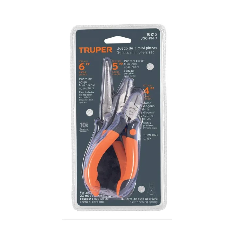 Juego de Alicates Truper 18215 3 Piezas Cromo Vanadio