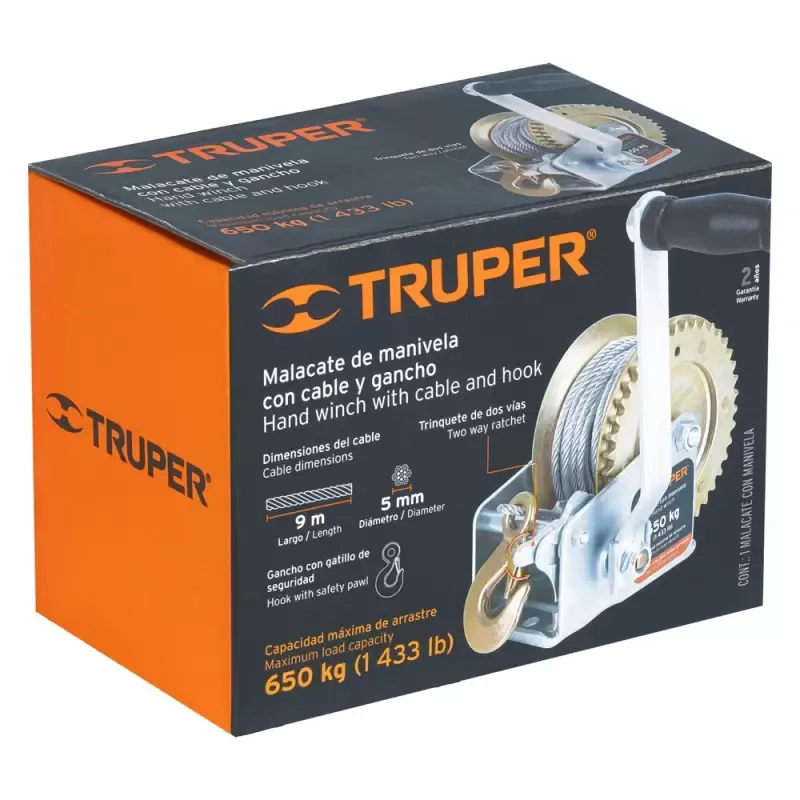 Winche con Manivela 650kg Truper 14720
