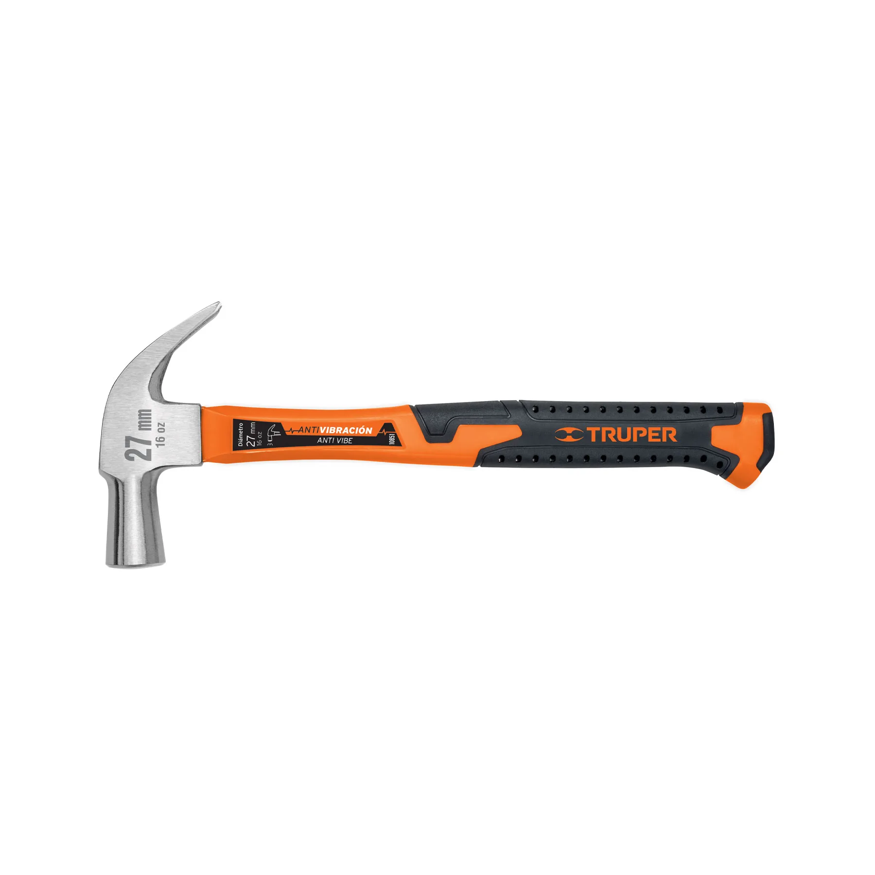 Martillo cabeza cónica 27 mm uña curva, mango de fibra de vidrio, TRUPER