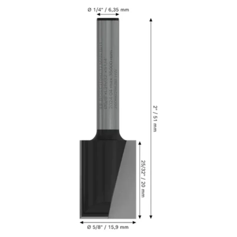 Fresa Recta Bosch 2608.629.688 1/4" Encastre Doble Filo para Ruteadora · foto 2