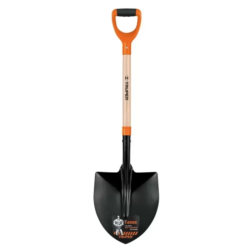 Pala Punta de Huevo Truper 17165 T2000 Mango de Madera Puño Y