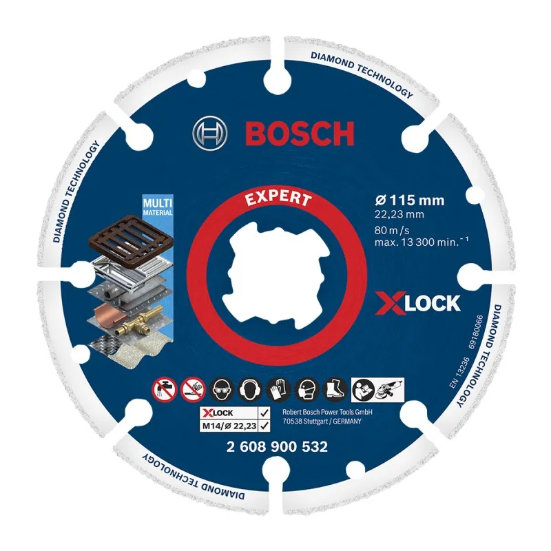 Disco Diamantado Bosch X-LOCK 4-1/2" para Metal y Acero Inoxidable