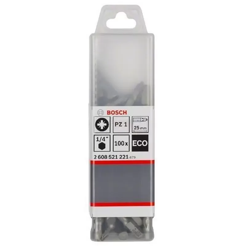Puntas de Atornillar Bosch Extra Hard Pozidriv PZ1 de 25 mm, Caja de 100 Unidades