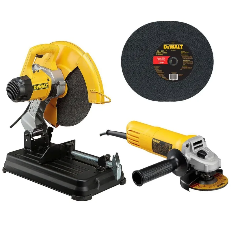 Combo de corte de metal DeWalt D28730-K5: tronzadora de 14" 2 300 W, amoladora de 4 1/2" 750 W y discos