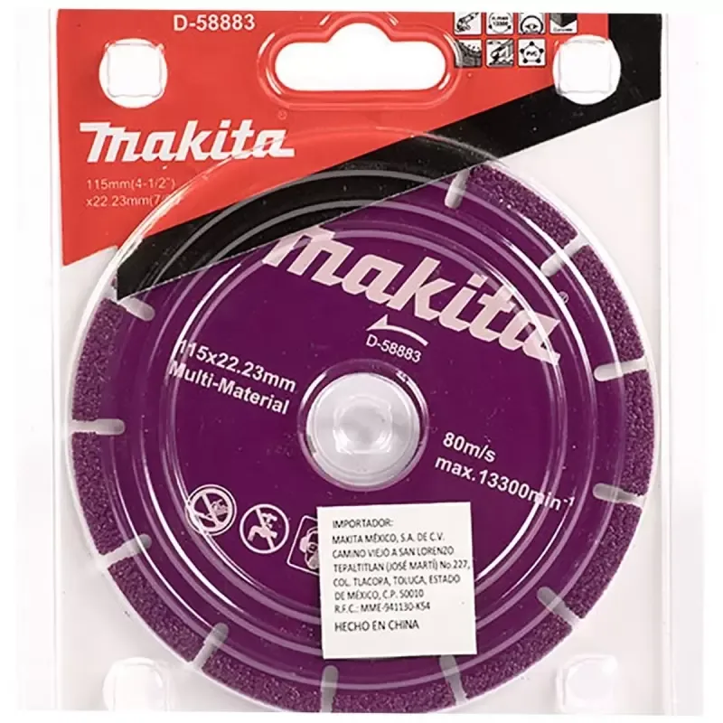 Disco Diamantado Multimaterial 4-1/2" para Amoladora Makita D-58883