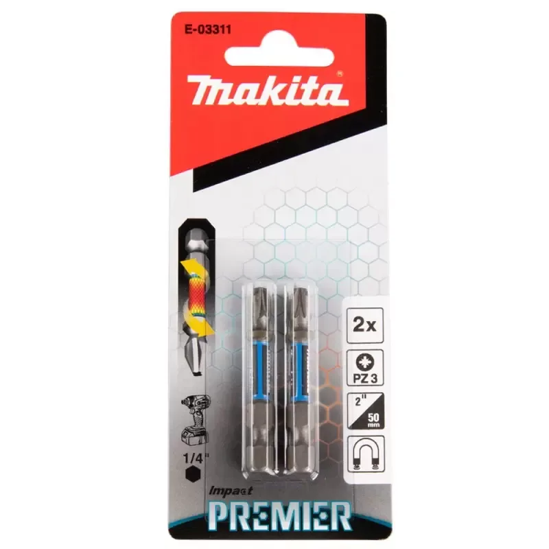 Puntas Pozidriv Makita Impact Premier PZ3 x 50mm (Set x2)