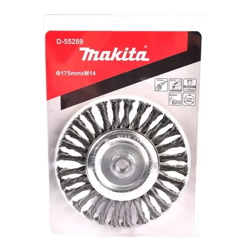 Cepillo Circular de Alambre Trenzado Makita 178 mm (7") M14 (D-55289)