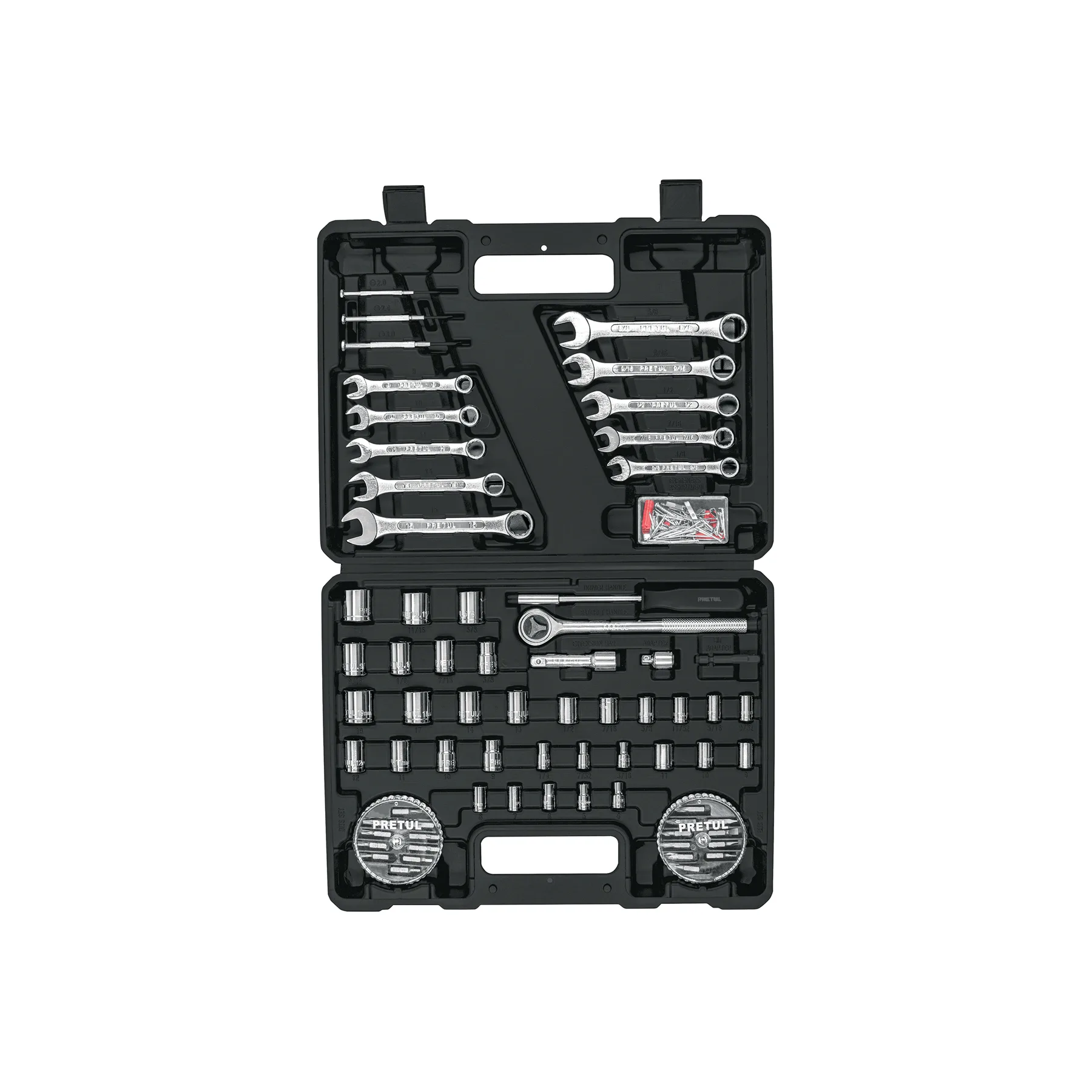 Juego de 71 herramientas 1/4" y 3/8" para mecánico, PRETUL