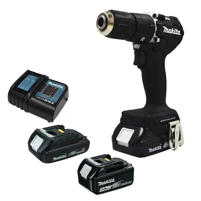 Taladro Percutor Makita DHP487YX2B-K1 18V con 3 Baterías y Cargador