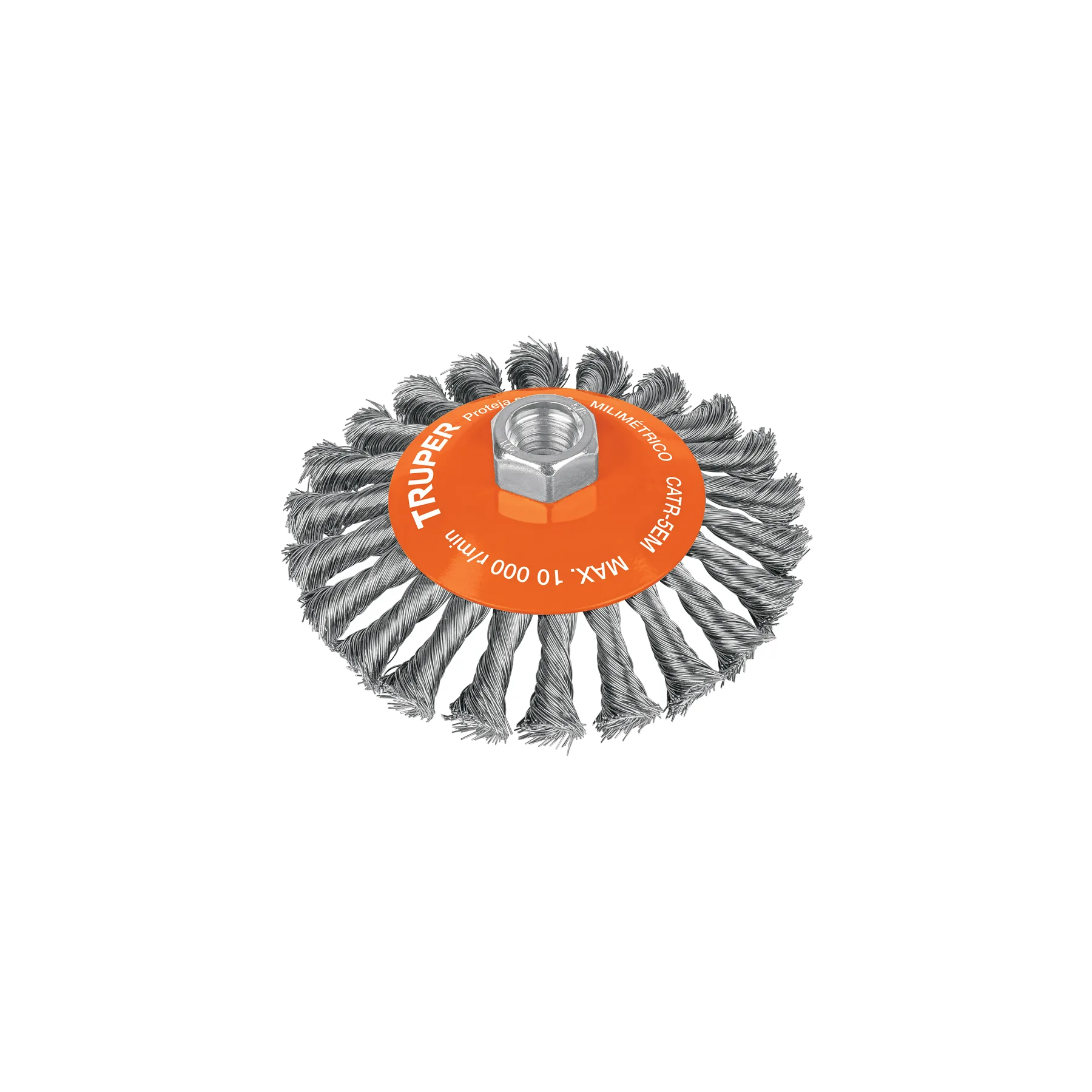 Carda tipo cónico 5" alambre trenzado, multi-rosca, TRUPER