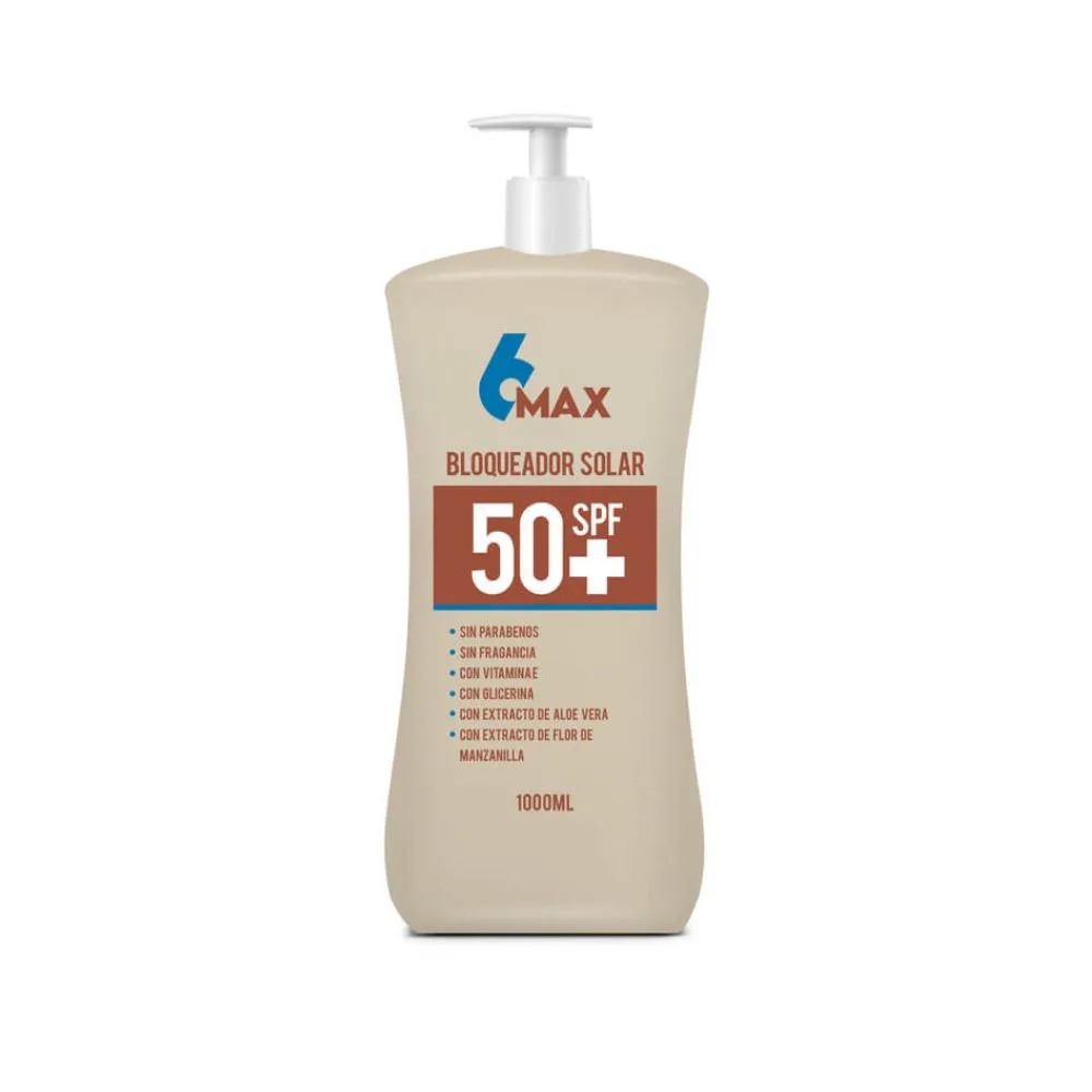 Bloqueador Solar 6MAX SPF 50+ Frasco 1 Litro
