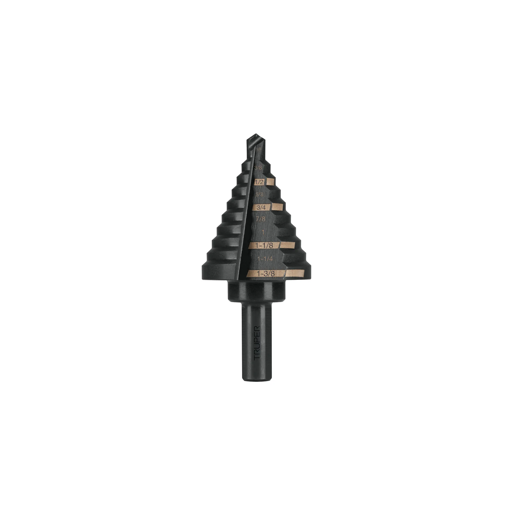 Broca escalonada 1/4 a 1-3/8" de 10 escalones HSS TRUPER 12126