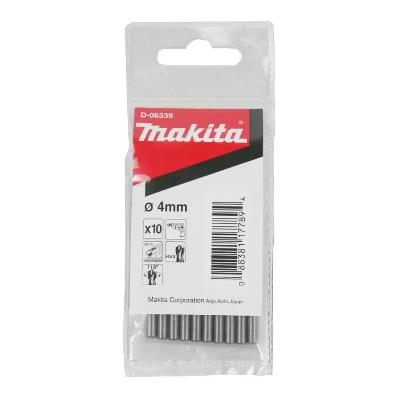 Set de 10 Brocas HSS-G para Metal Makita D-06339 4x75mm
