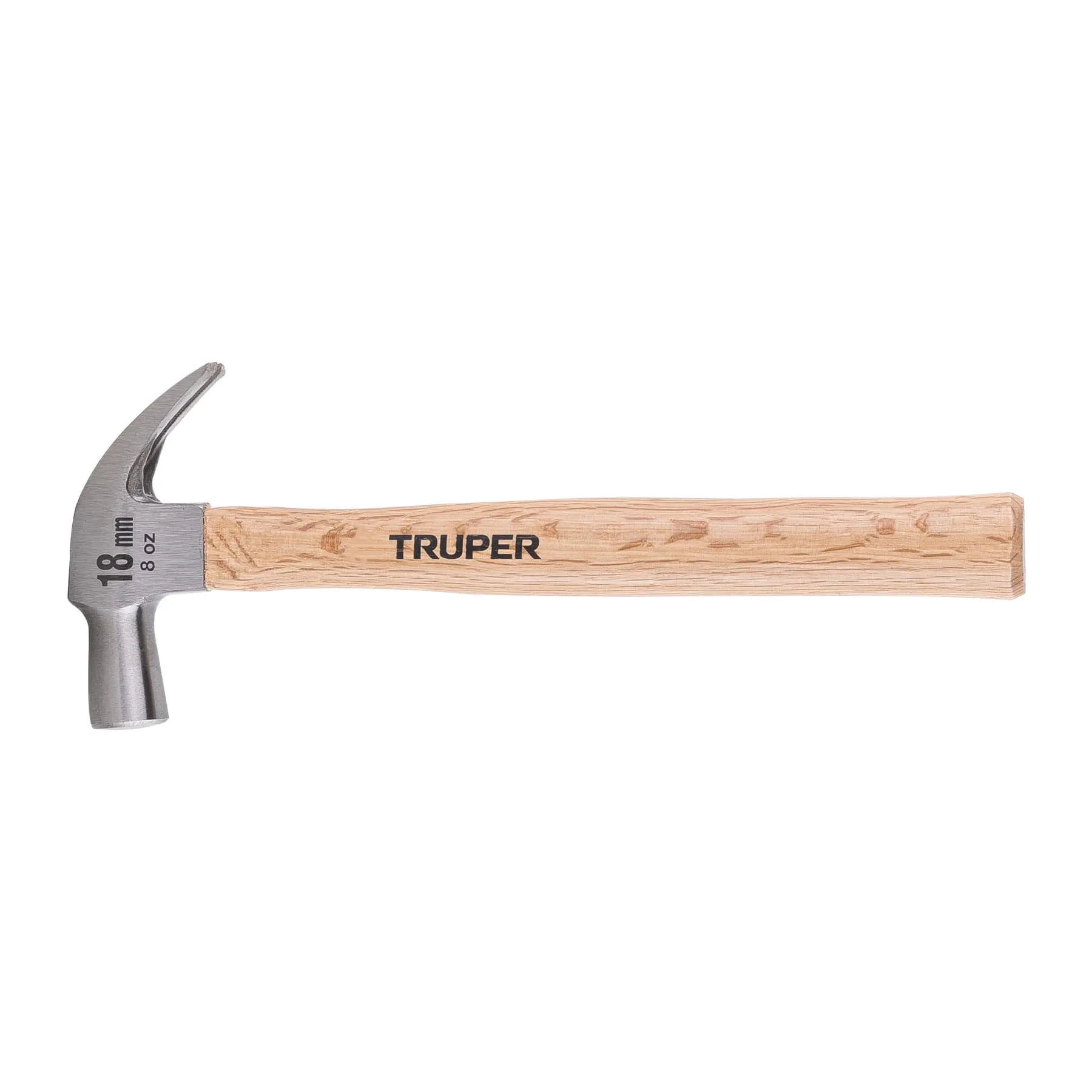 Martillo cabeza cónica 18 mm, uña curva, mango de madera, TRUPER