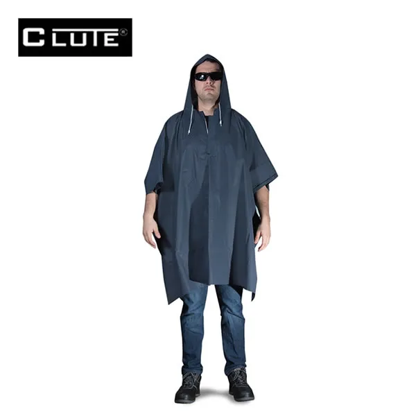 Poncho Impermeable PVC Azul Marino con Capucha Clute