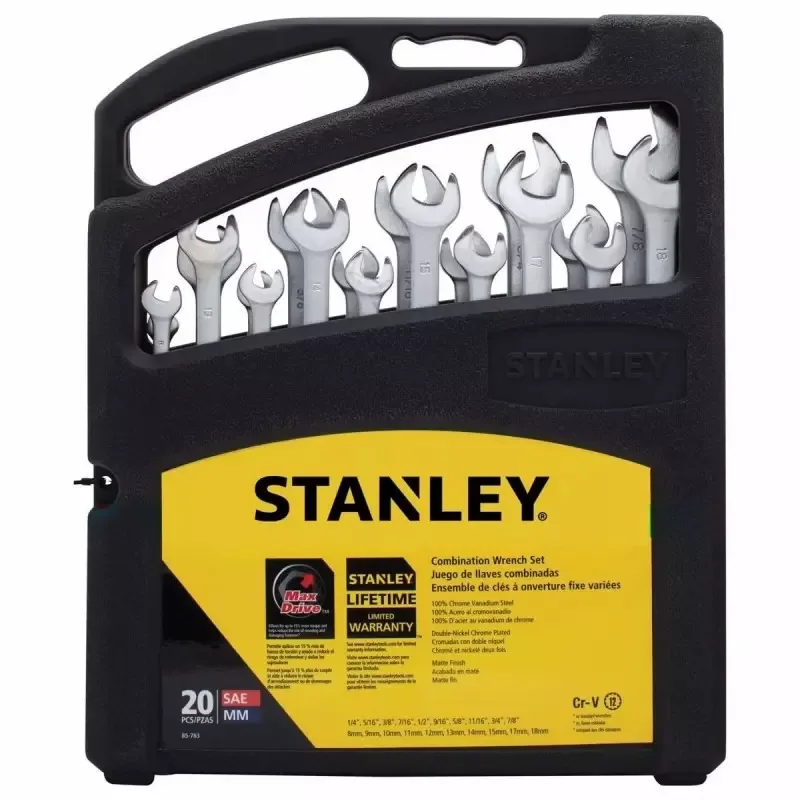Juego de Llaves Combinadas Stanley 85-783LA 20 Piezas SAE y Métrica