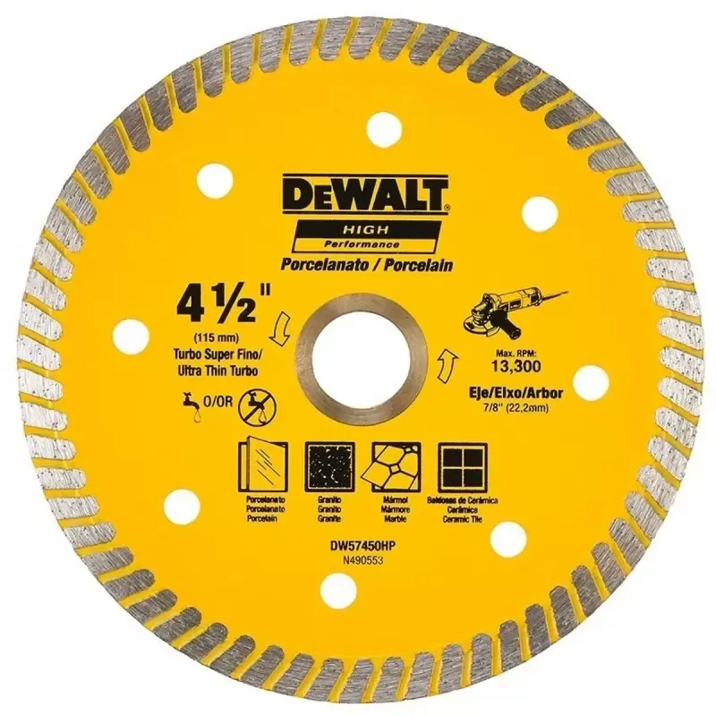 Disco diamantado ultrafino DeWalt DW57450HP 4 1/2" x 1.3 mm para porcelanato