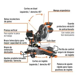 Sierra Ingleteadora Telescópica Truper 100770 10" 1800W · foto 2
