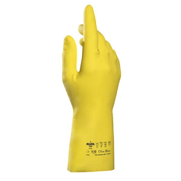 Guante Mapa Vital 124 de Látex Flocado Amarillo