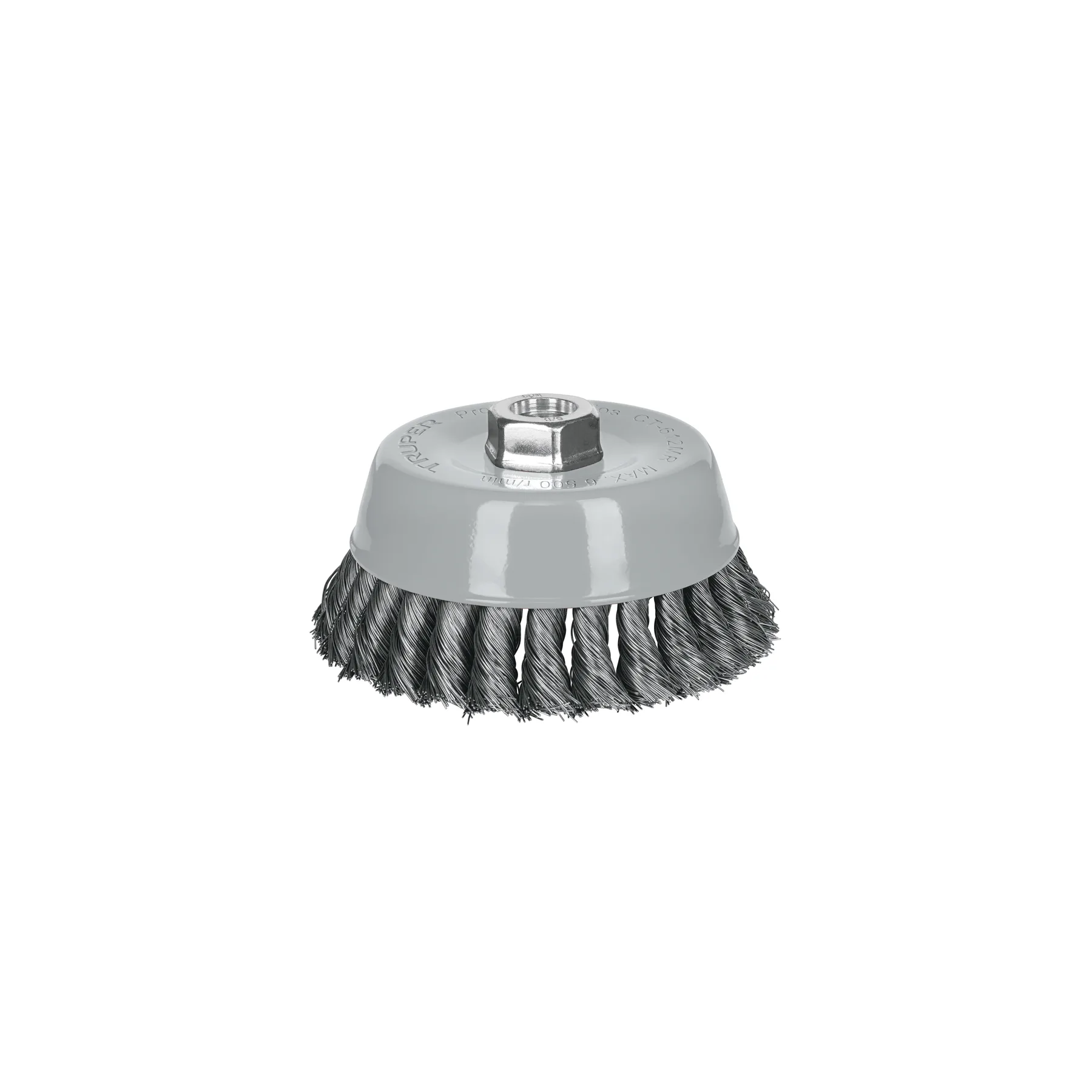 Carda copa 5" alambre trenzado fino, Multi-rosca, TRUPER