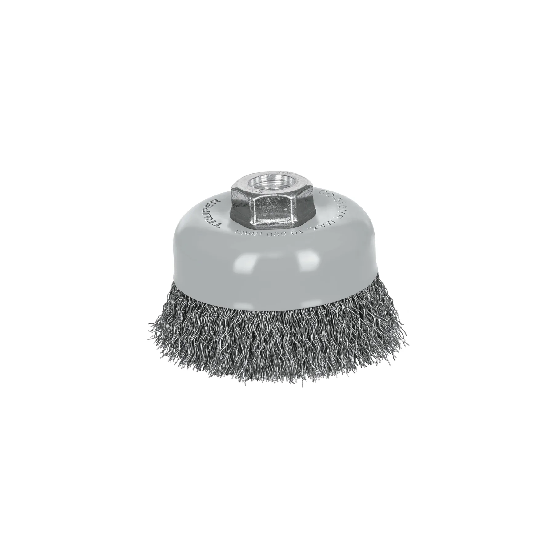 Carda copa 4" alambre ondulado fino, Multi-rosca, TRUPER