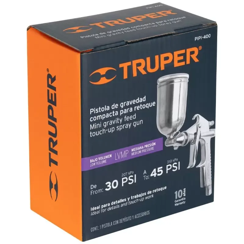 Pistola de Retoque Truper 11098 LVMP Vaso de Aluminio 130 ml, Tobera 0.5 mm