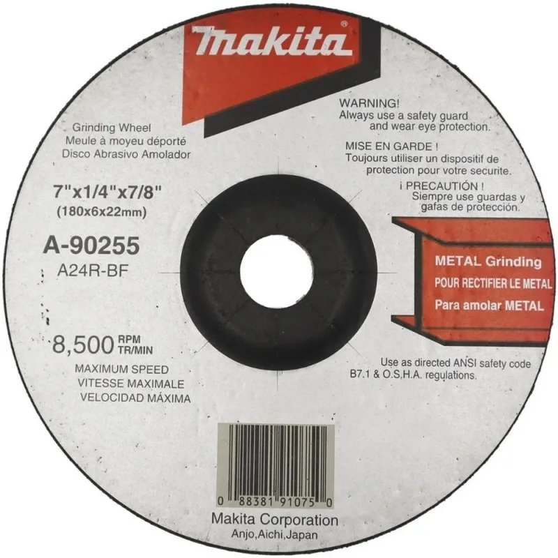 Disco de Desbaste Makita A-90255 7" para Metal Grano A24R