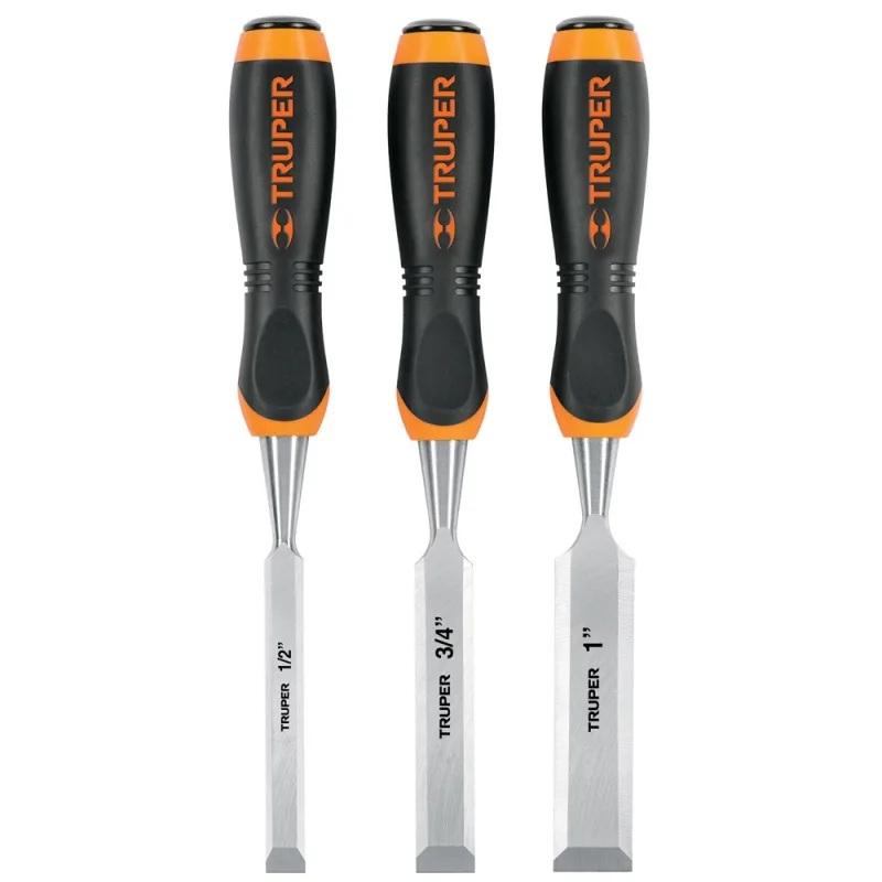 Juego de 3 Formones Truper 17759 Mango Comfort Grip (1/2", 3/4", 1")