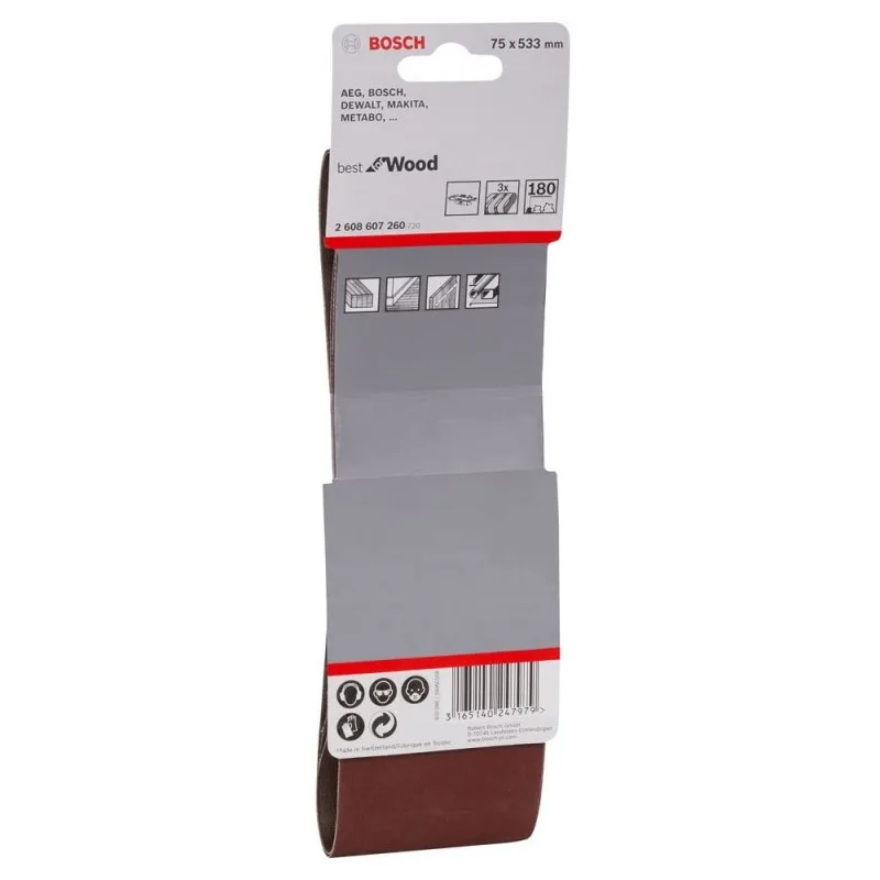 Lija de Banda Bosch Best for Wood 3x21" Grano 180