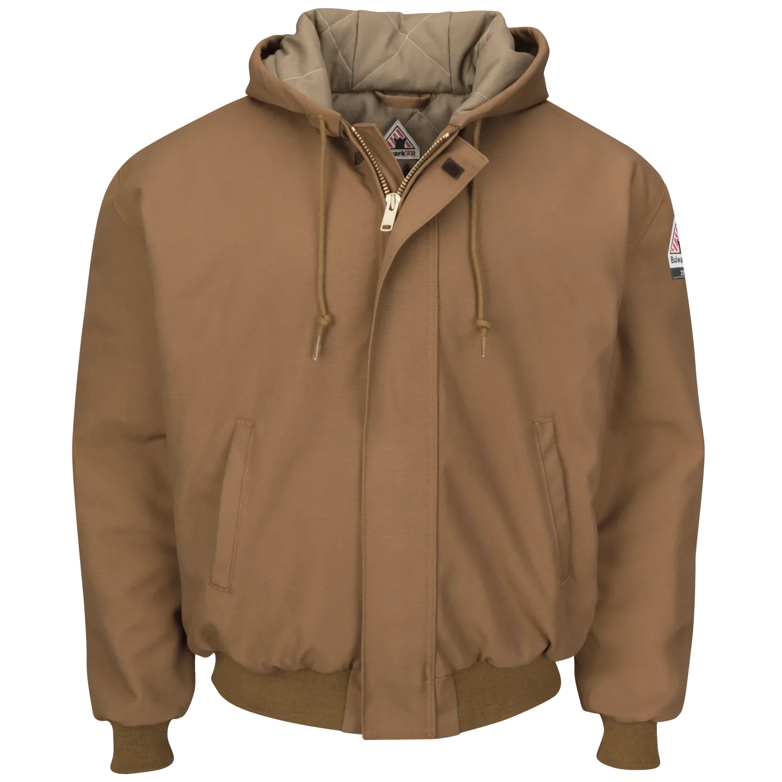 Chaqueta Ignífuga Bulwark JLH6 Brown Duck con Capucha Acolchada CAT 4