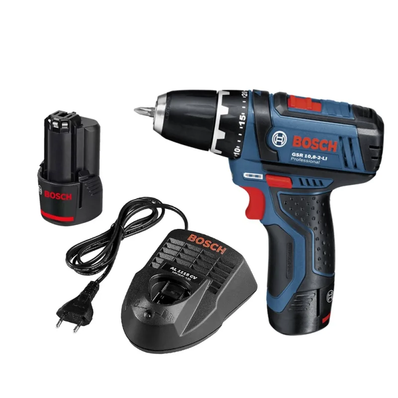 Atornillador Taladro Inalámbrico Bosch GSR 10.8-2-LI 12V 30 Nm con 2 Baterías, Cargador y Maleta