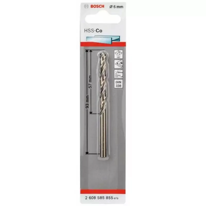 Broca para Metal Bosch HSS-Co 6 mm Cobalto 5% Acero Inoxidable