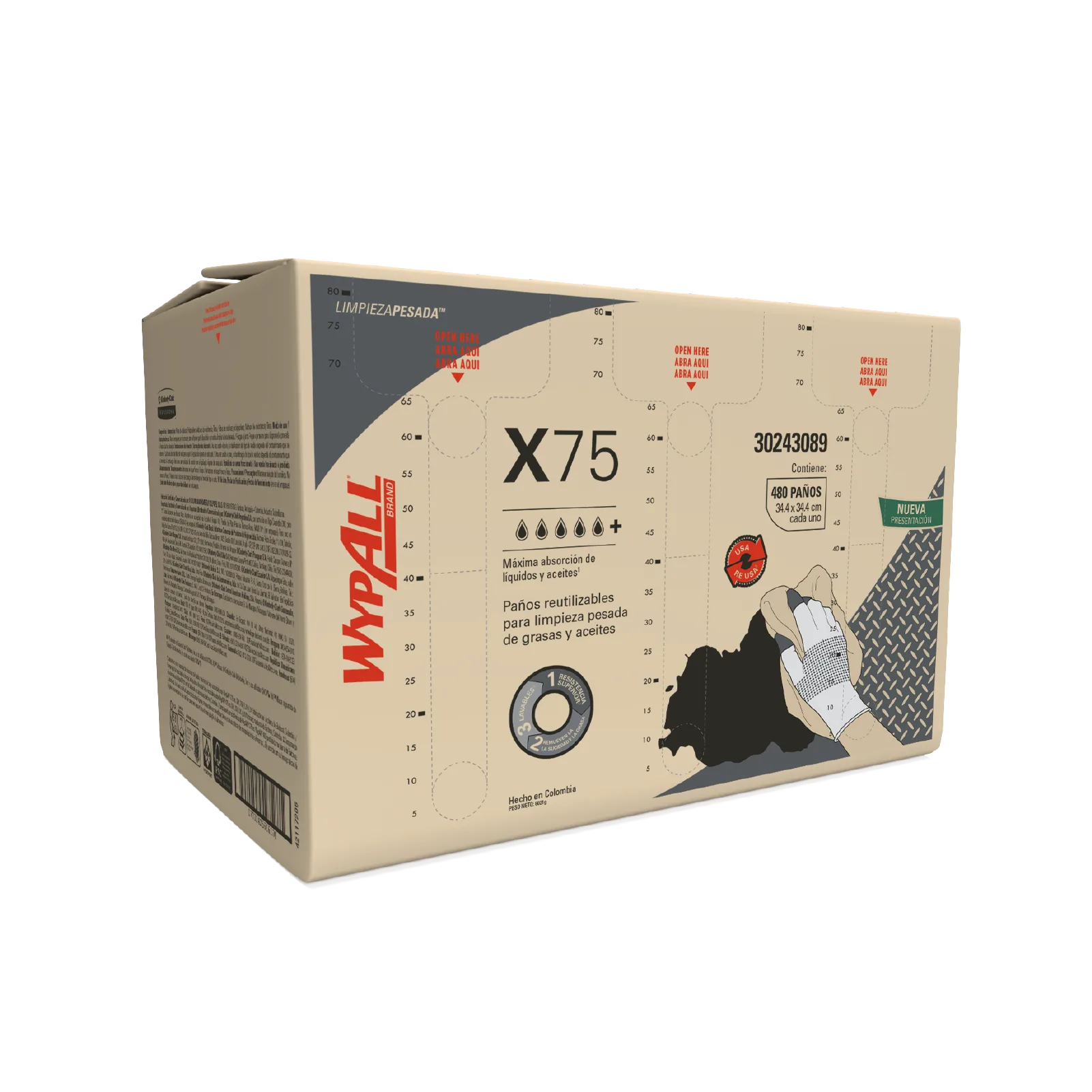 WypAll X75 Paños de Limpieza Doblados con Embozado