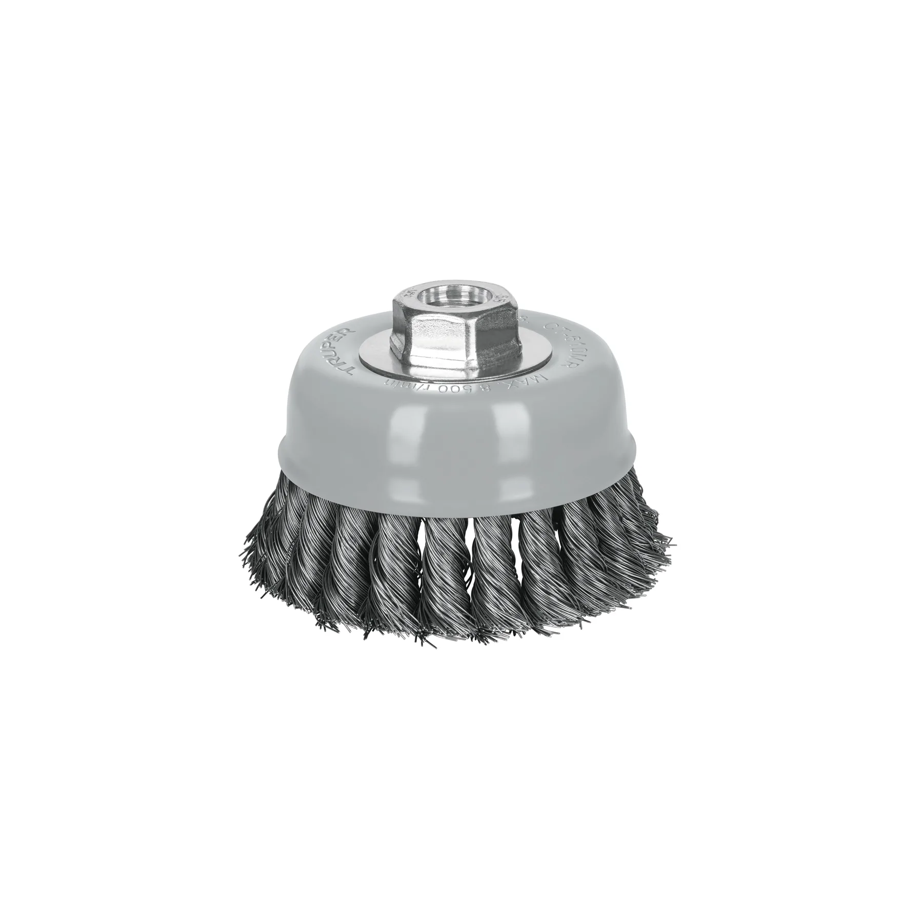 Carda copa 4" alambre trenzado fino, Multi-rosca, TRUPER
