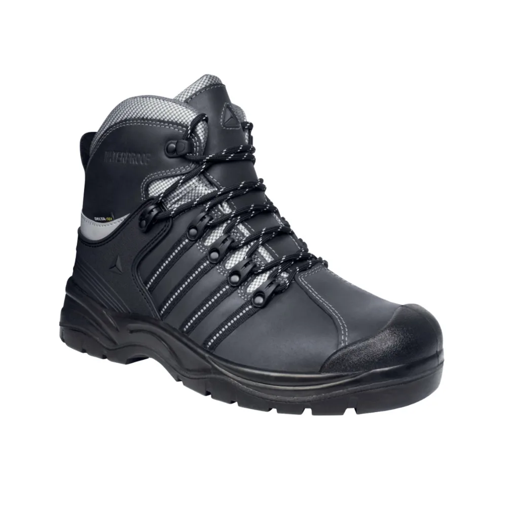 Bota de Seguridad Delta Plus Nomad EH (piel todo flor impermeable, riesgo eléctrico, negro)