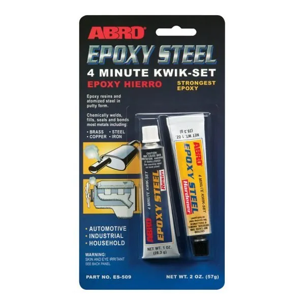 ABRO Epoxy Steel 4 Minute Kwik-Set Automotive Grade ES-509