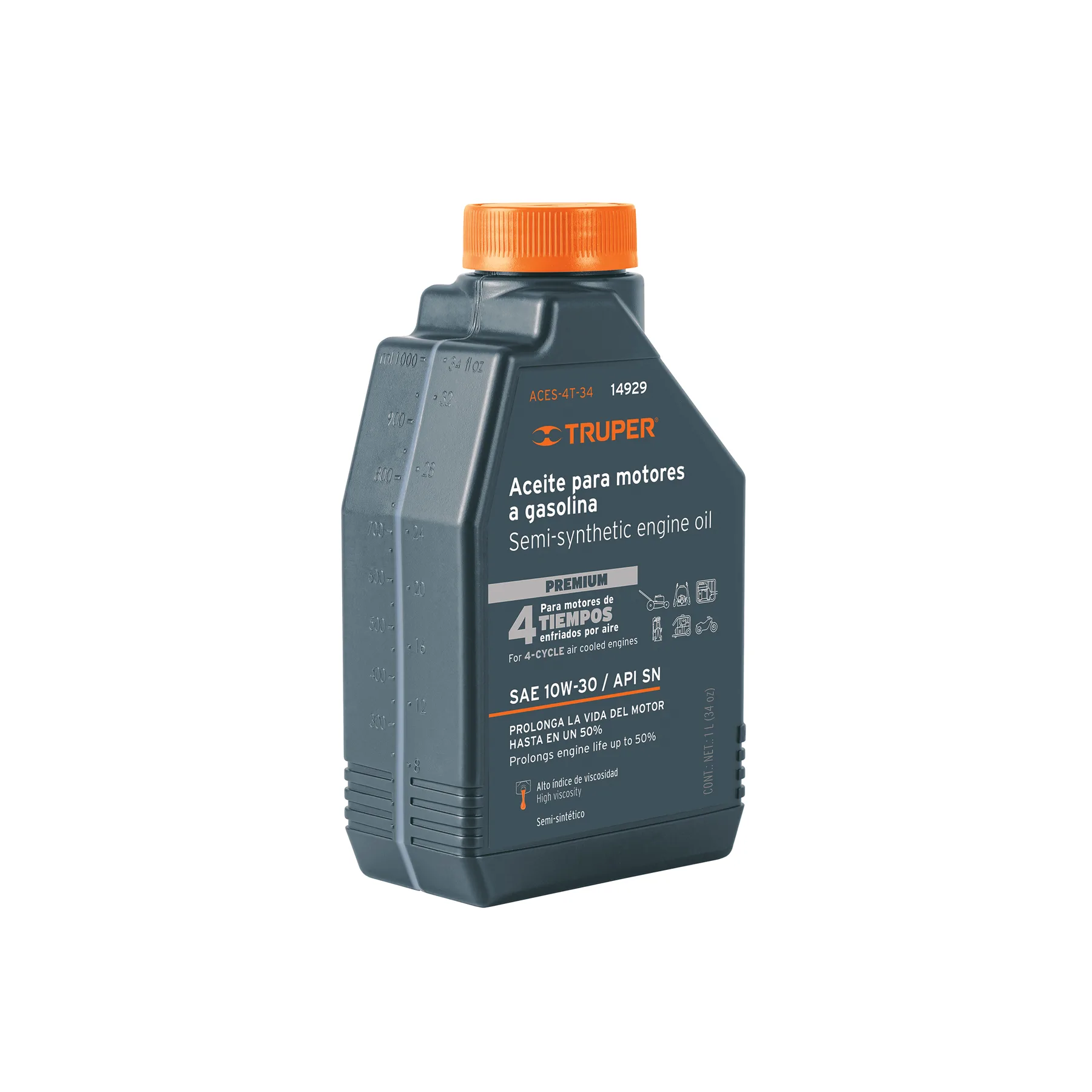 Aceite semi-sintético, 4 tiempos, 1000 ml (34 oz), TRUPER