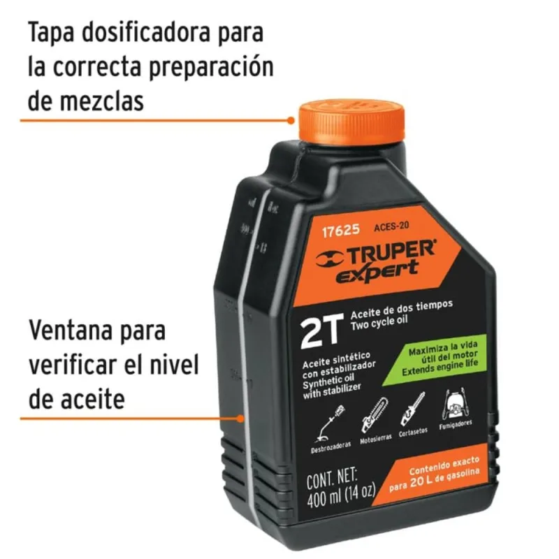 Aceite Sintético para Motor 2T 400 ml Truper 17625 · foto 2