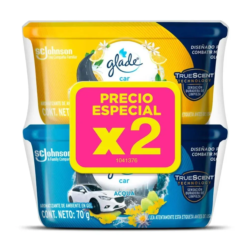 Ambientador en Gel Glade Car Acqua Pack x2 140g