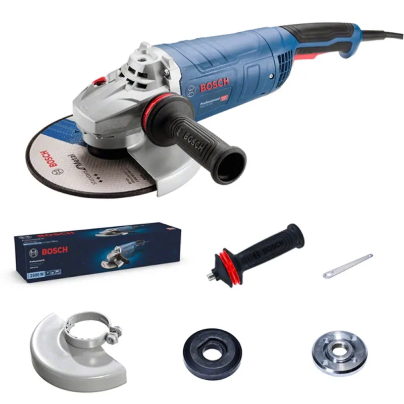 Amoladora Angular Bosch GWS 25-180 LVI de 7" y 2500 W con Arranque Suave
