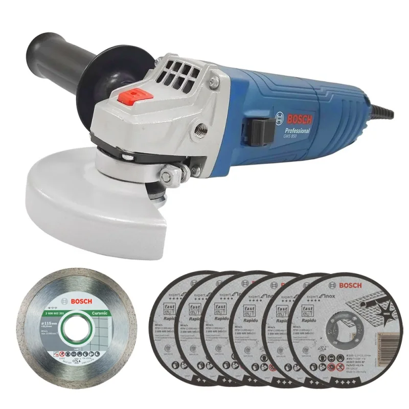 Amoladora Angular Bosch GWS 850 4 1/2" 850W con Kit de Discos