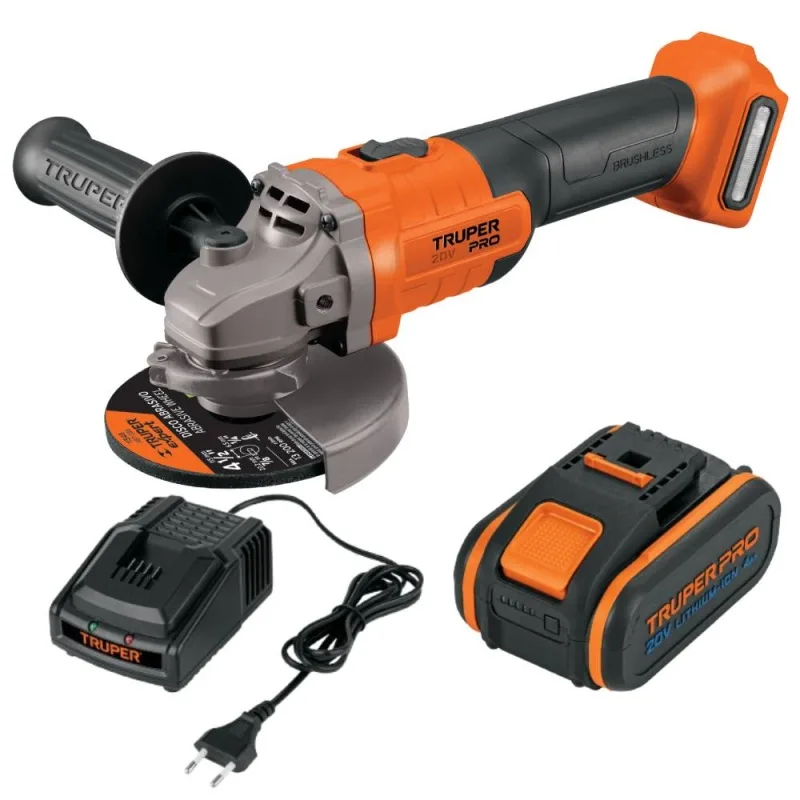 Amoladora Angular Truper 4 1/2" 20V con Batería y Cargador