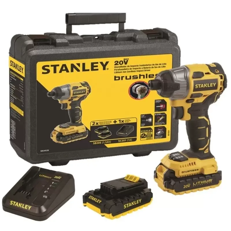 Atornillador de Impacto Stanley SBI20S2K-BR 20V Brushless 1/4"