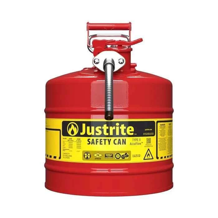 Bidón de Seguridad Justrite AccuFlow 7250120 Tipo II 5 Galones Rojo