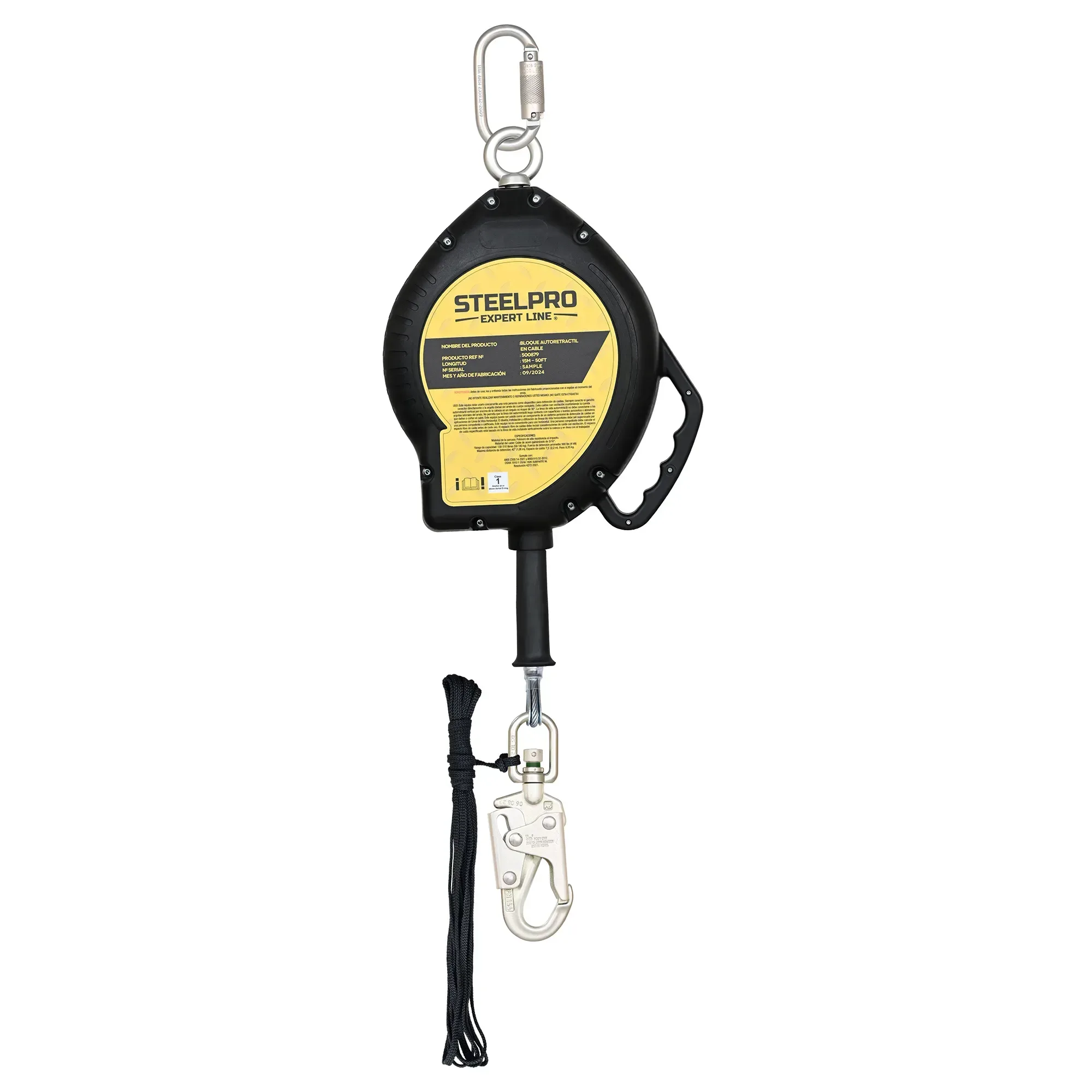 Bloque retráctil de cable de acero STEELPRO 500879 de 15 m