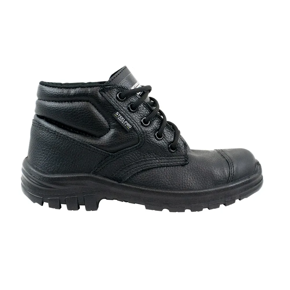 Botín de Seguridad Steelpro Worker (cuero engrasado negro, punta de acero, dieléctrico, 501609)