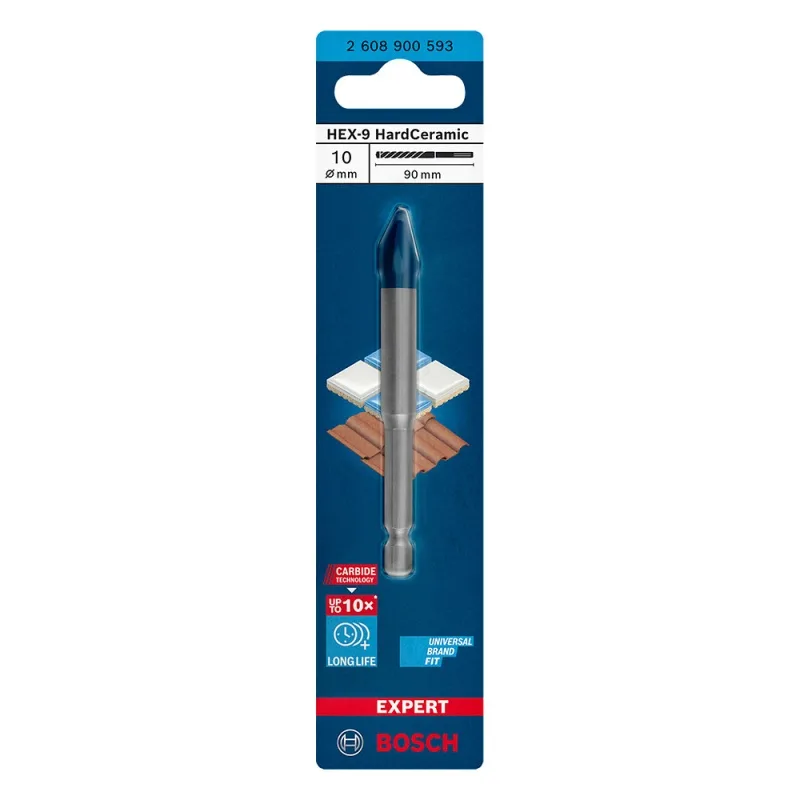 Broca Bosch Expert HardCeramic Hex-9 2608.900.593-000 de 10 x 90 mm para porcelanato