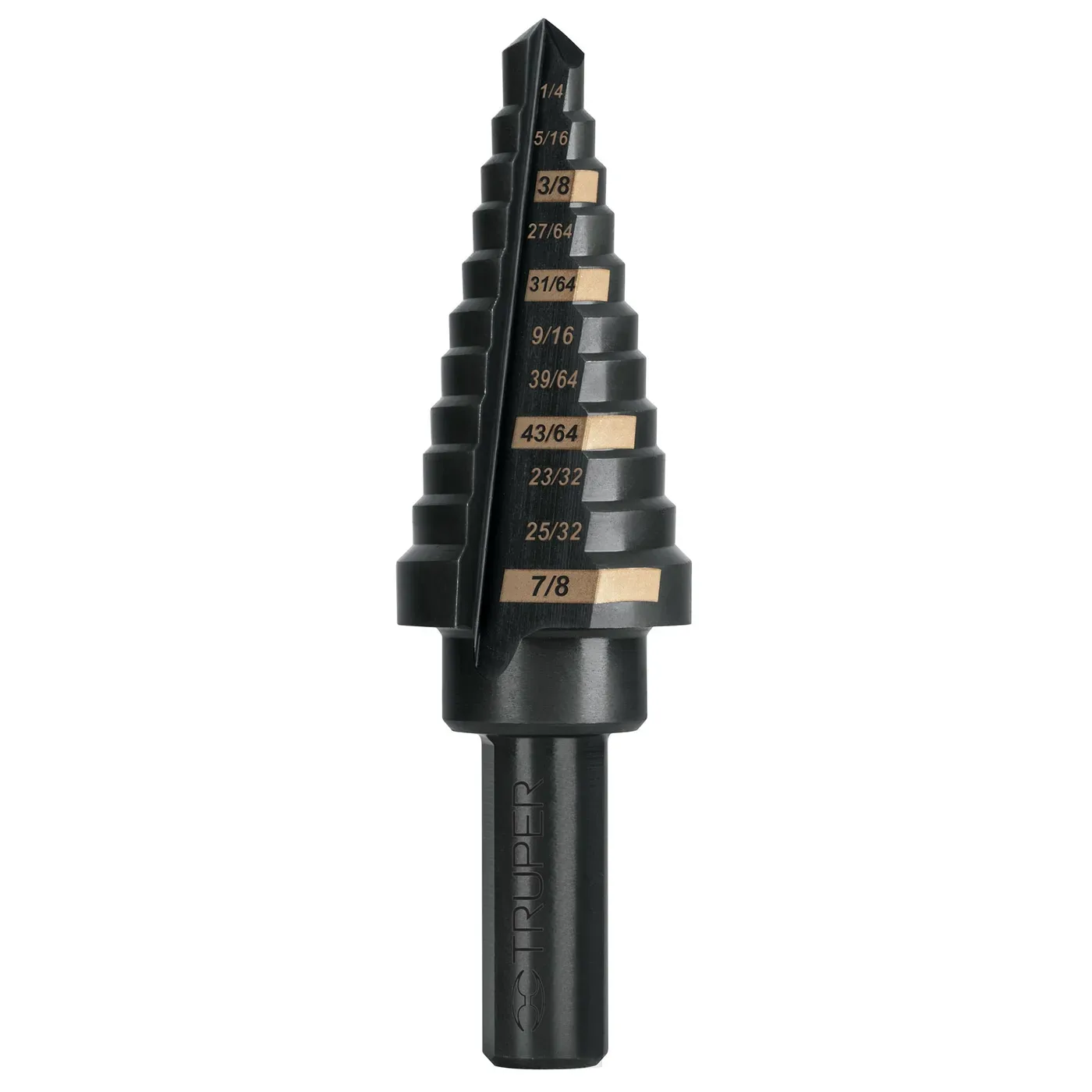 Broca escalonada 1/4 a 7/8" de 11 escalones HSS M2 TRUPER 101457