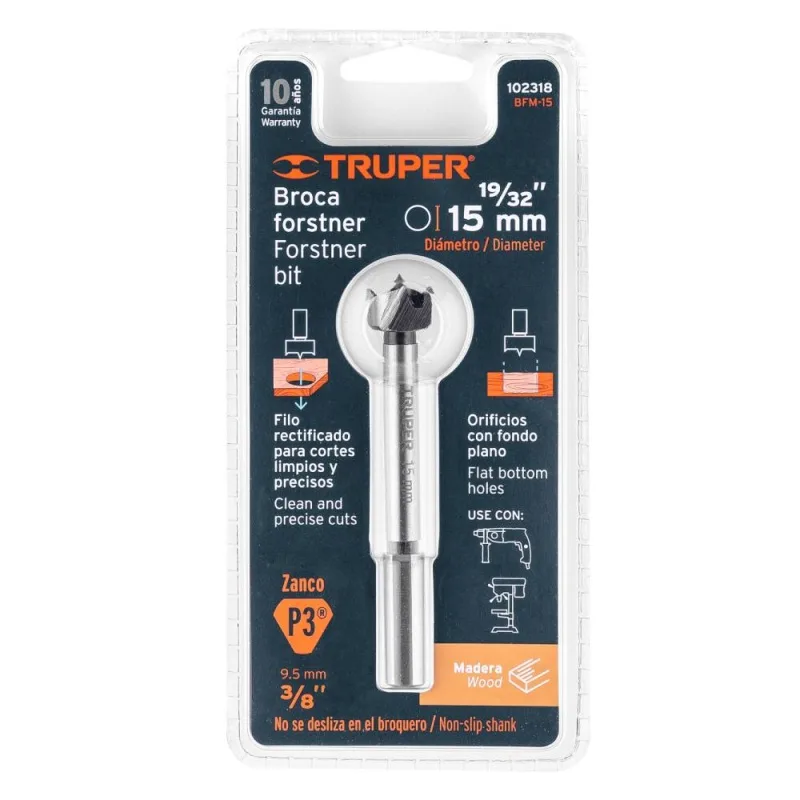 Broca Forstner Truper 102318 15 x 95mm · foto 3